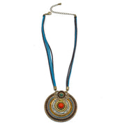 Gold Tribal Fashion Eye Round Color Beads & Enamel Necklace #SC25049_G-BLUE(JB7)