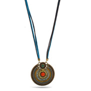 Gold Tribal Fashion Eye Round Color Beads & Enamel Necklace #SC25049_G-BLUE(JB7)