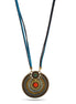 Gold Tribal Fashion Eye Round Color Beads & Enamel Necklace #SC25049_G-BLUE(JB7)