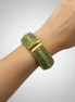 Vintage Style Gold Cuff Bracelet with Turquoise Beads & Crystal Accents – Statement Hinged Bangle #FW-VB06J0248TEAL