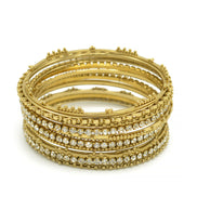 Gold and Crystal 11 Peace Bangle set#KB41609_GOLD (UF9)(MD2)