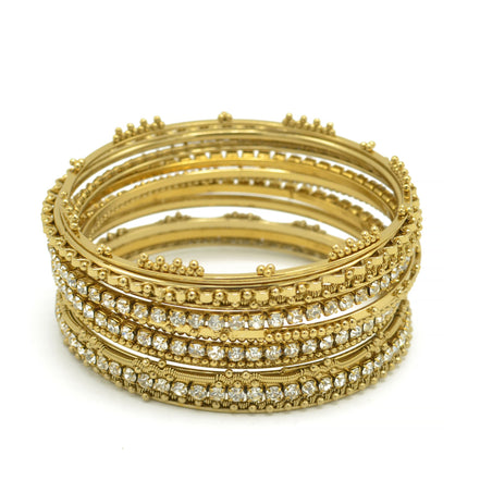 Gold and Crystal 11 Peace Bangle set#KB41609_GOLD (UF9)(MD2)