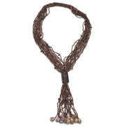 Turquoise multi layered Seed beads tassel long Necklace# N3101_AMY (OA13)