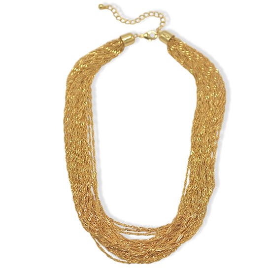 Gold Multi-layer Link chain necklace#HNN77713_GOLD(DE5-6)