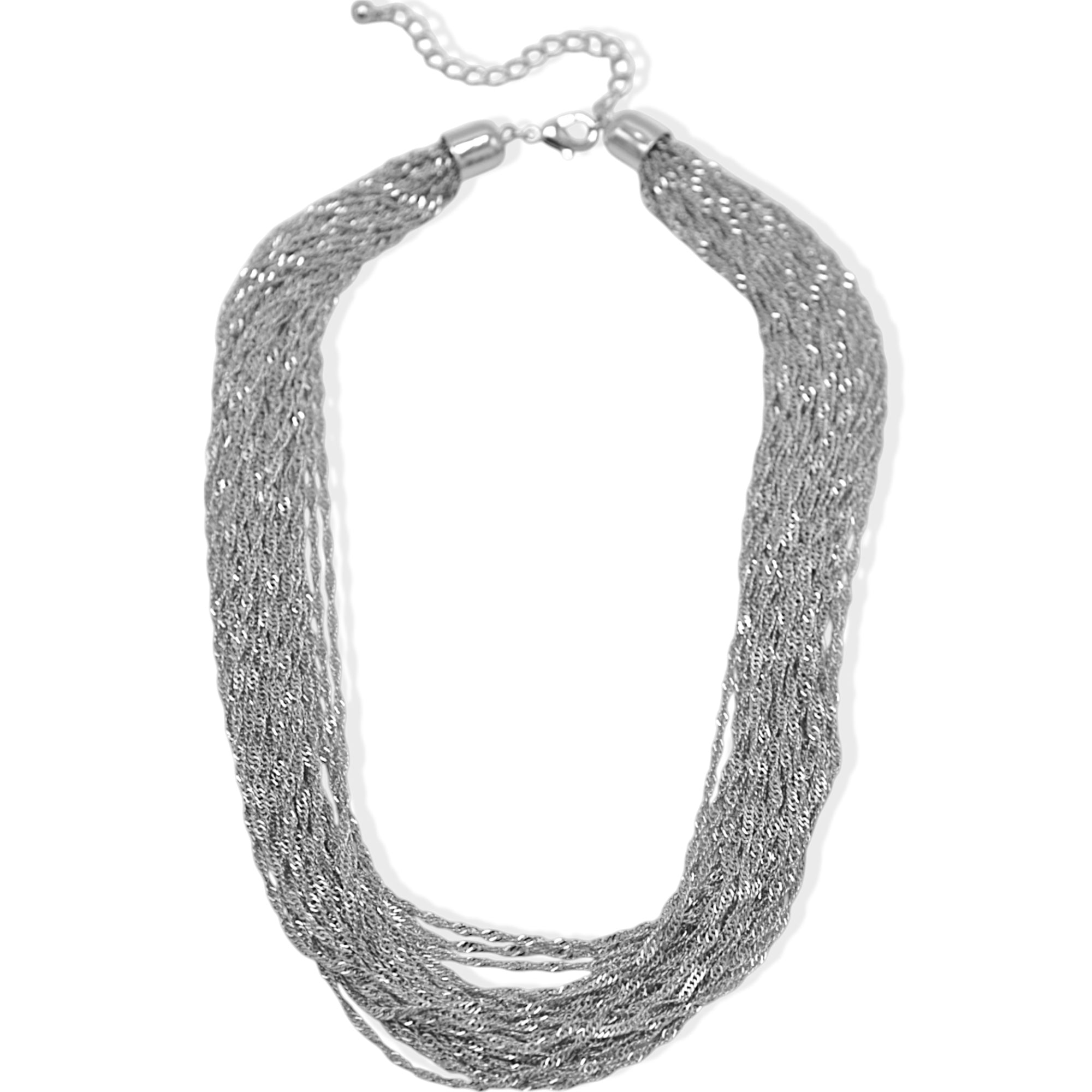 Rhodium Multi-layer Link chain necklace #HNN77713_RHODIUM(OC14,DE6)