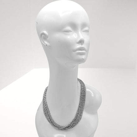 Rhodium Multi-layer Link chain necklace 18" #HNN77713_RHODIUM(OC14,DE6)