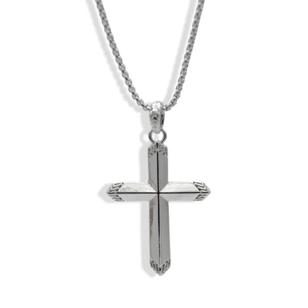 Classic Silver Cross Pendant Necklace (24-inch)#HNN91066RD(OE18)