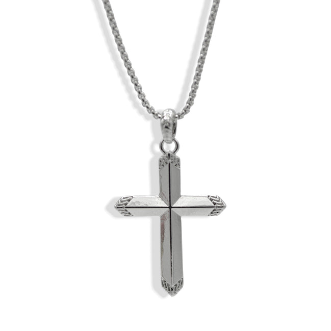 Classic Silver Cross Pendant Necklace (24-inch)#HNN91066RD(OE18)