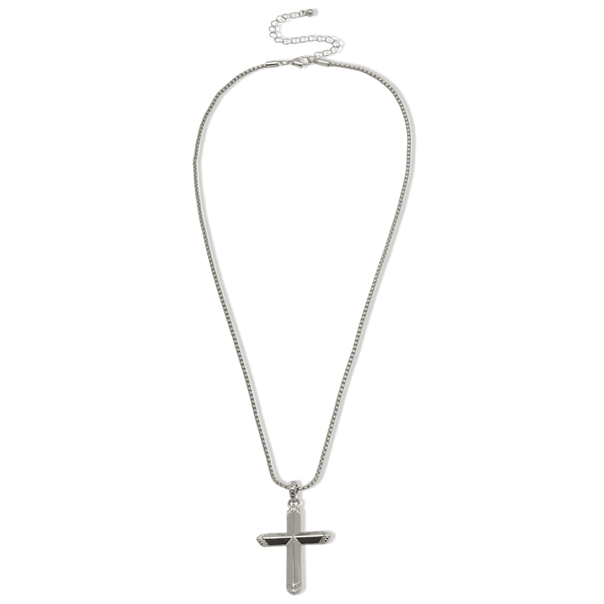 Classic Silver Cross Pendant Necklace (24-inch)#HNN91066RD(OE18)