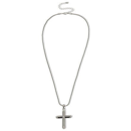 Classic Silver Cross Pendant Necklace (24-inch)#HNN91066RD(OE18)