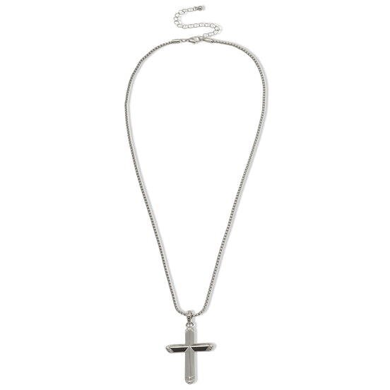 Classic Silver Cross Pendant Necklace (24-inch)#HNN91066RD(OE18)