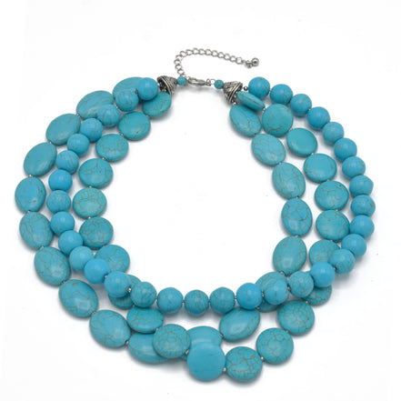 Turquoise Big Beads Layer Necklaces  #HNN77888_TURQ (KA7/JC1)