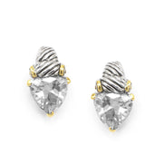 TWO TONE CLEAR CRYSTAL CLASSIC STUD EARRINGS #4110ER_CL (FE15)