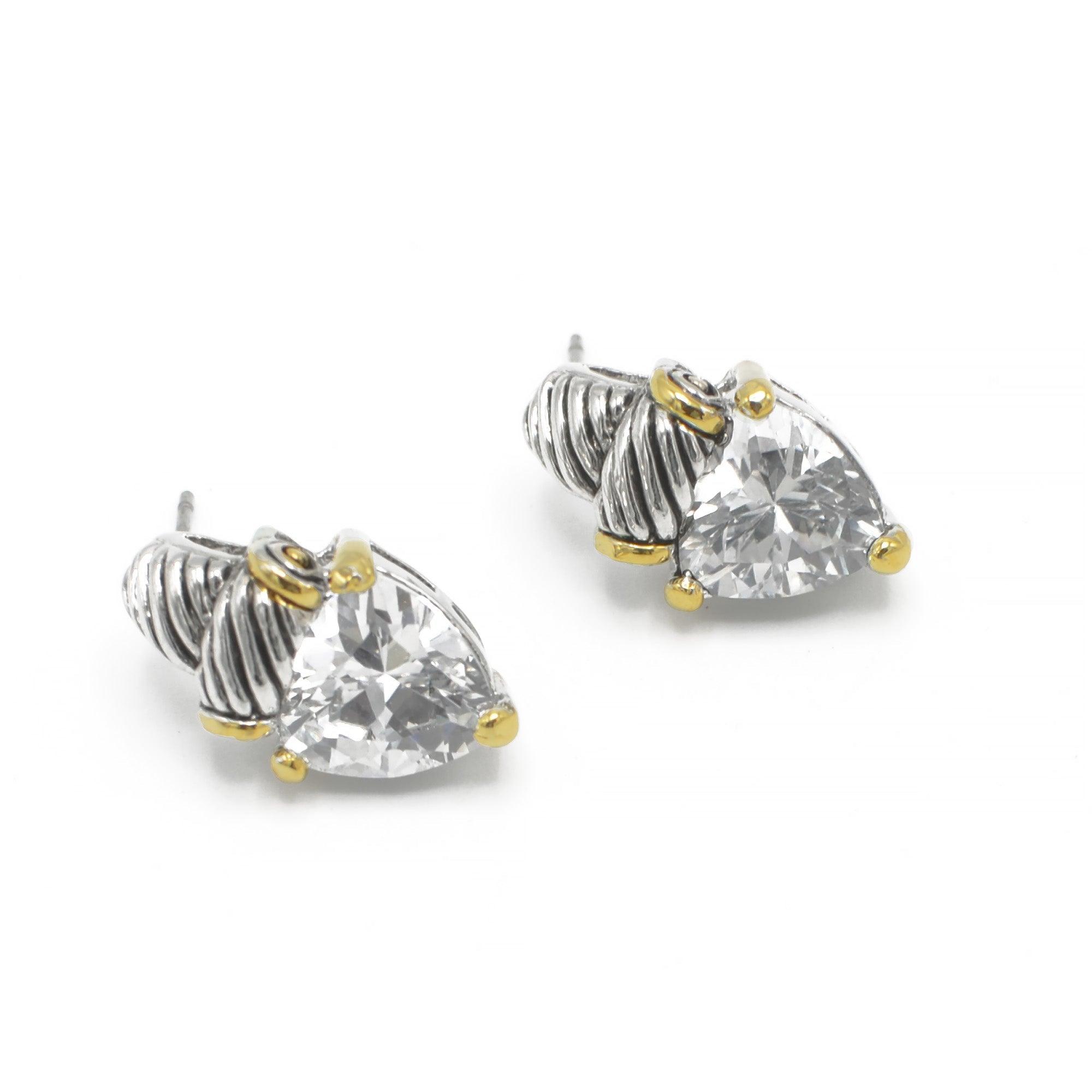 TWO TONE CLEAR CRYSTAL CLASSIC STUD EARRINGS #4110ER_CL (FE15)