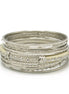 SILVER IVORY BONE WITH WHITE SEED BEADS SILVER BANGLES SET OF 11PCS  #KB00888_S-IVY (ID13/ID14)
