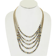 3TONE HAMMERED METAL BEAD NECKLACE  #HNN78196_3TONE (EH3)