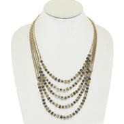 3TONE HAMMERED METAL BEAD NECKLACE  #HNN78196_3TONE (EH3)