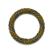 ANTIQUE GOLD AND RHODIUM TWIDDLE METAL BANGLE #JB095_GB-SB (BE11)