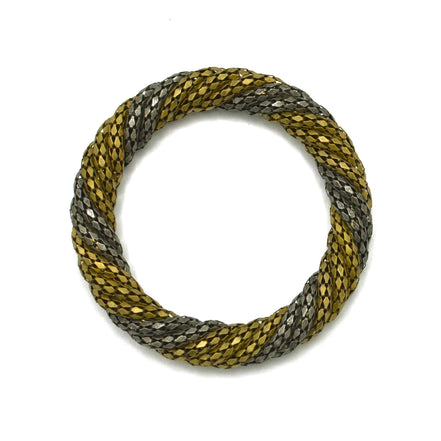 ANTIQUE GOLD AND RHODIUM TWIDDLE METAL BANGLE #JB095_GB-SB (BE11)