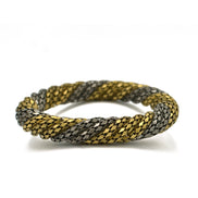 ANTIQUE GOLD AND RHODIUM TWIDDLE METAL BANGLE #JB095_GB-SB (BE11)