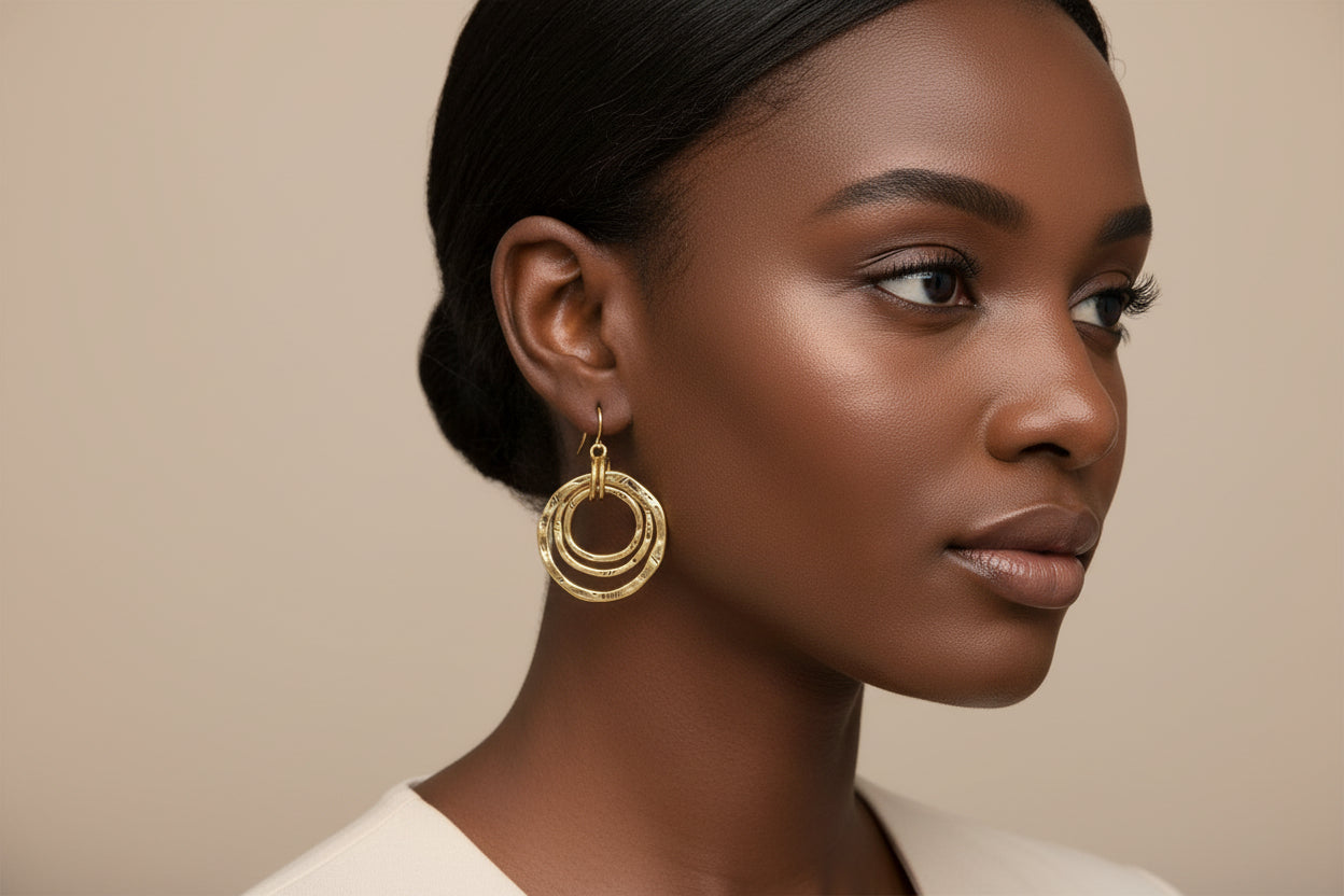 GOLD GEOMETRIC CIRCLE EARRINGS  #SE15407_GOLD (RG3)