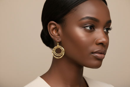 GOLD GEOMETRIC CIRCLE EARRINGS  #SE15407_GOLD (RG3)