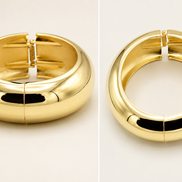 Women's Plus Size Gold-Tone Chunky Dome Hinge Bangle Bracelet | Wide Tapered Statement Cuff Bracelet | Fashion Costume Jewelry#HB4929PLUS-G (PG5)