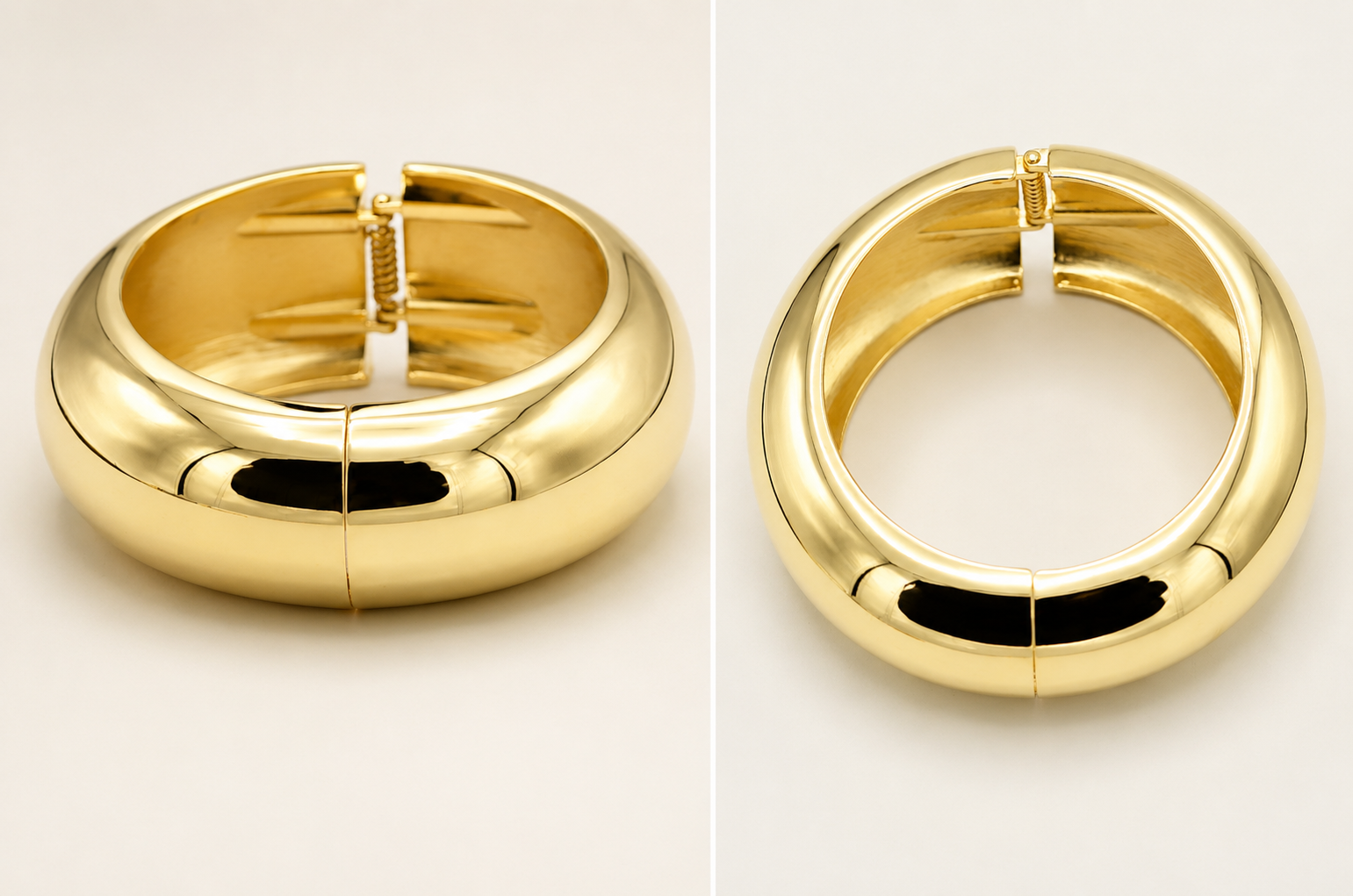 Women's Plus Size Gold-Tone Chunky Dome Hinge Bangle Bracelet | Wide Tapered Statement Cuff Bracelet | Fashion Costume Jewelry#HB4929PLUS-G (PG5)
