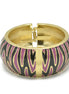 GOLD BLACK AND PINK ENAMEL ZEBRA CUFF BRACELET #HB5547_PNK-BLK (LD19/R-LH15)