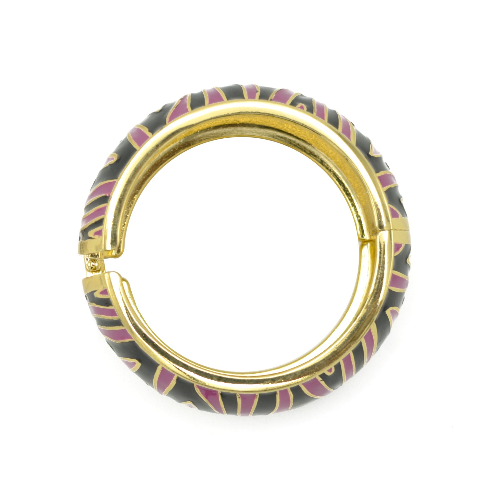 GOLD BLACK AND PINK ENAMEL ZEBRA CUFF BRACELET #HB5547_PNK-BLK (LD19/R-LH15)