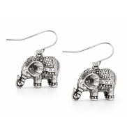 Silver-Tone Elephant Dangle Earrings – 1.5