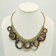 GOLD BROWN AND BLACK CIRCLE CHARM NECKLACE # SC30085_G-BROWN (MA5)