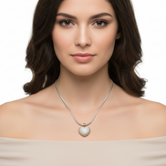 TWO TONE PAVE CRYSTAL ENGRAVED HEART PENDANT NECKLACE  #4652NK (FA14)