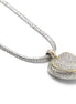 TWO TONE PAVE CRYSTAL ENGRAVED HEART PENDANT NECKLACE  #4652NK (FA14)