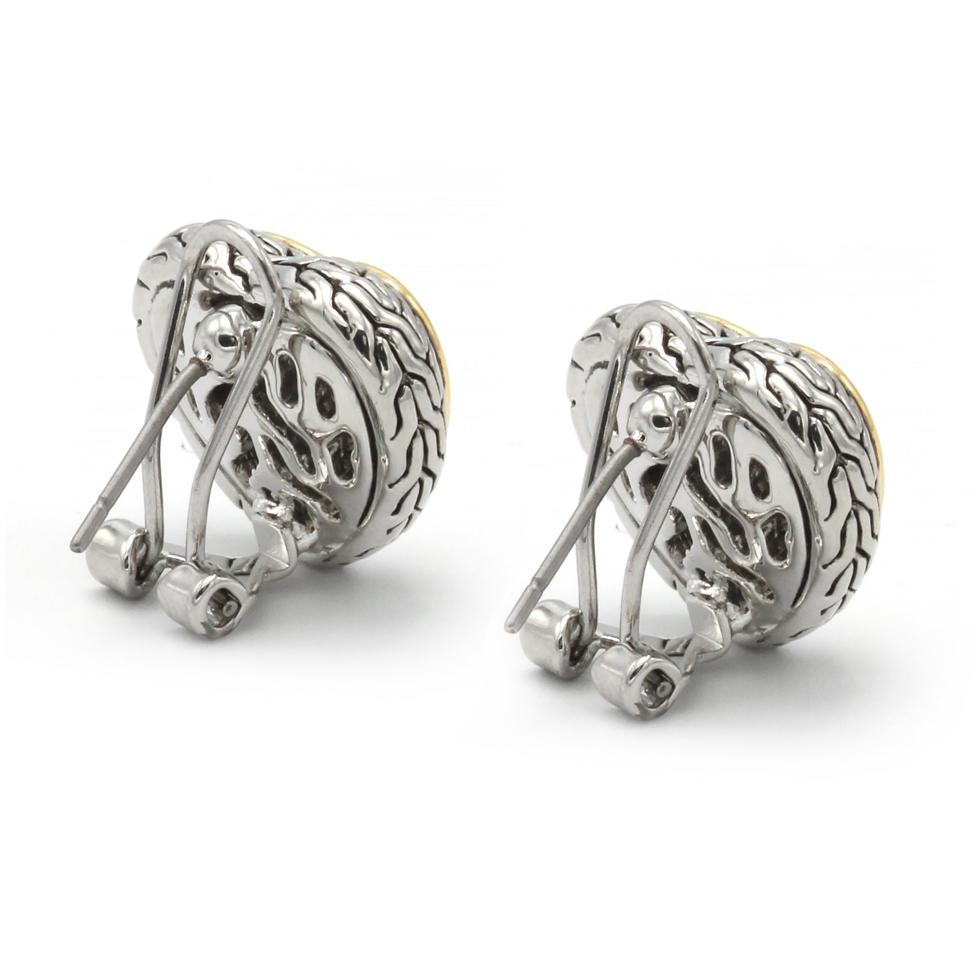Two-Tone Pavé Crystal Engraved Heart Earrings  #4652ER (FB15)