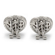 TWO TONE PAVE CRYSTAL ENGRAVED HEART EARRING  #4652ER (FB15)