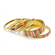 GOLD BRASS AND RESIN 7 PCS MULTICOLOR BANGLE SET #BL87749_MLT (RC22/RA23)