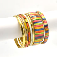 GOLD BRASS AND RESIN 7 PCS MULTICOLOR BANGLE SET #BL87749_MLT (RC22/RA23)