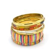 GOLD BRASS AND RESIN 7 PCS MULTICOLOR BANGLE SET #BL87749_MLT (RC22/RA23)