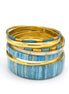 GOLD BRASS AND RESIN 7 PCS LIGHT BLUE BANGLE SET#BL87741_BLU-GLD(RF25)