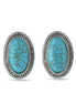 Silver Oxidize Oval Shaped Turquoise Clip-On Earrings #HNE78371_SIL_OX-TRQ (OB13/BE7-8)