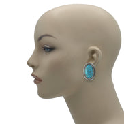 Silver Oxidize Oval Shaped Turquoise Clip-On Earrings #HNE78371_SIL_OX-TRQ (OB13/BE7-8)