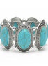 SILVER TURQUOISE OVAL MEMORY WITR BRACELET #HNB78371_SIL_OX-TRQ(JF1)