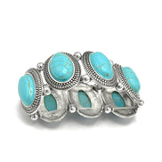 SILVER TURQUOISE OVAL MEMORY WITR BRACELET #HNB78371_SIL_OX-TRQ(JF1)