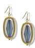 Gold Oval and Blue faceted Drop Earrings 2"#SE29965GLD/BLU(FG1)