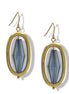 Gold Oval and Blue faceted Drop Earrings 2"#SE29965GLD/BLU(FG1)