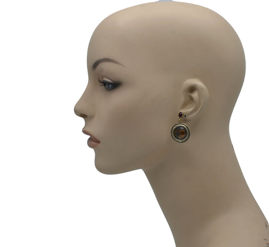 GOLD CHAMPAGNE FACETED STONE POST EARRINGS #SE30613_G-RED-BRW (HF15)