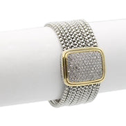 Women's Multi-Strand Pavé Statement Wrap Around Bracelet | Sparkling Faux Stone Wide Cuff Bracelet | Elegant Fashion Jewelry# 12504BRTT(FC16)