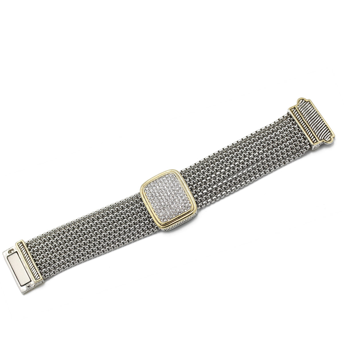Women's Multi-Strand Pavé Statement Wrap Around Bracelet | Sparkling Faux Stone Wide Cuff Bracelet | Elegant Fashion Jewelry# 12504BRTT(FC16)