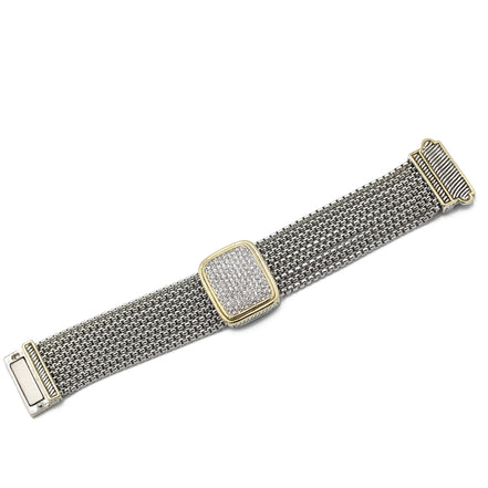 Women's Multi-Strand Pavé Statement Wrap Around Bracelet | Sparkling Faux Stone Wide Cuff Bracelet | Elegant Fashion Jewelry# 12504BRTT(FC16)
